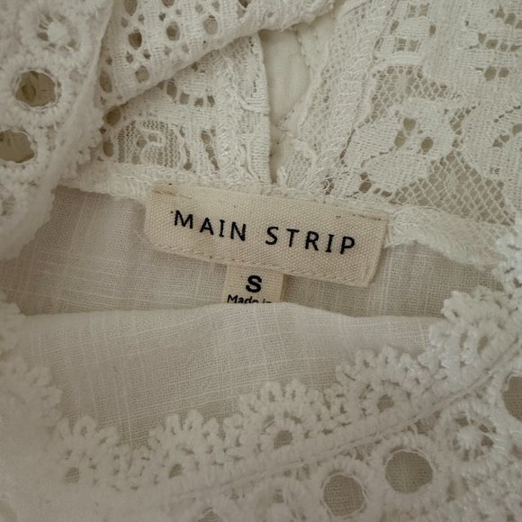 Main Strip Floral Lace Mock Neck Top Blouse Shirt Women's Small - Picture 7 of 9